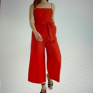 NWT Red JCrew linen jumpsuit with tie